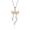 925 Sterling Silver Butterfly Pendant Necklace for Women, Natural Amethyst/Topaz Crystal Necklace, INS Style Dainty Jewelry Gift