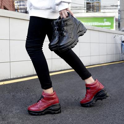 2025 новые женские туфли на толстой подошве с увеличением высоты на 8 см, модная повседневная обувь для внешней торговли, кожа на липучке для женщин