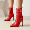 Женские ботильоны на высоком каблуке Осень и зима, новинка Европа, ботильоны в американском стиле с острым узким каблуком, большого размера в римском стиле