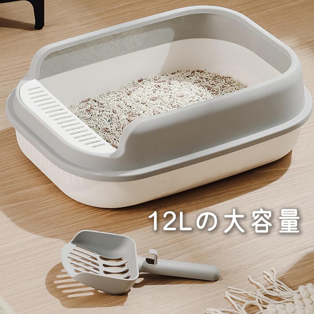 ERHAOG Кошачий туалет с большим совоком в комплекте 52 36 16 см Кошачий туалет сверху Большой кошачий туалет Большая вместимость Большой размер Предотвращает разбрасывание песка Легко