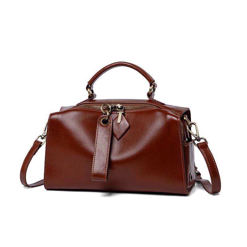 AUDIJIA Women's Genuine Leather Boston Pillow Bag