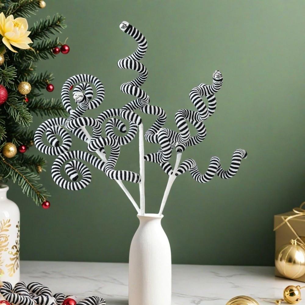 1pcs Curly Pick Branch Xmas DIY Bouquet DIY Multi Scene Christmas Ornament with Bell Candy Cane Branch