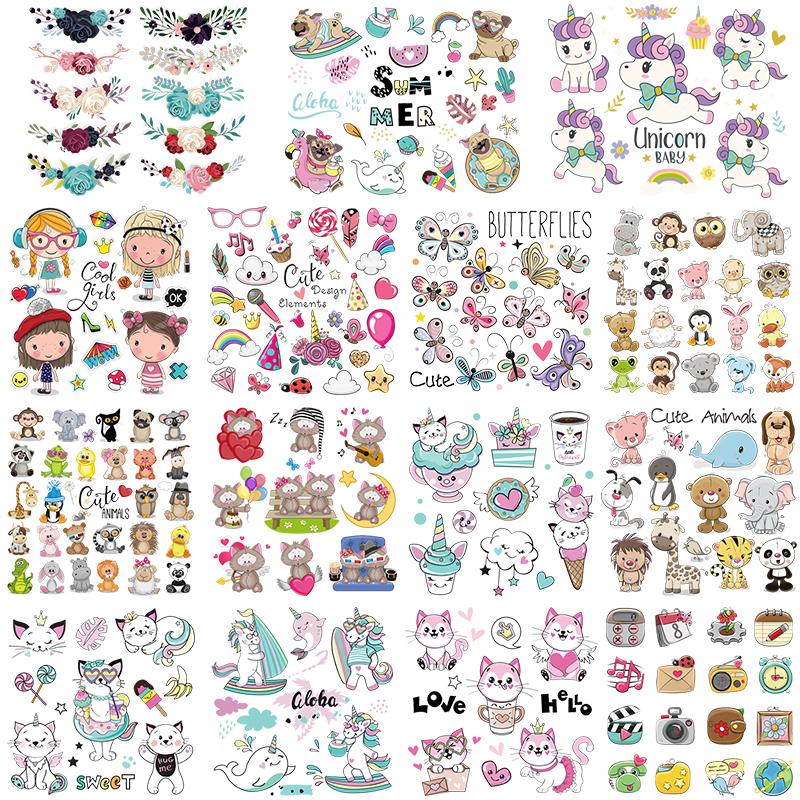 Набор нашивок с изображением животных из мультфильмов, наклейки на одежду, термотрансферная футболка «сделай сам», платья, новые цветочные аппликации на одежде