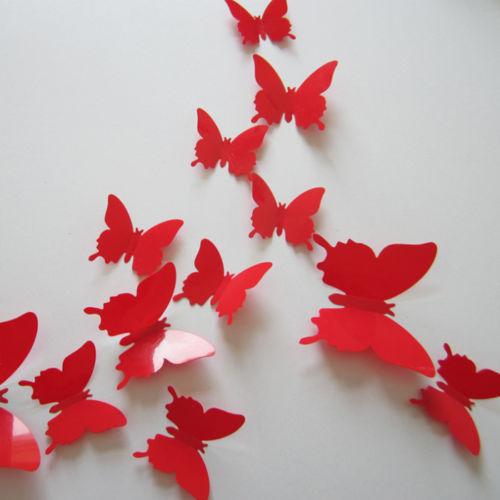 New Gossip Girl Same 12Pcs/Set 3D Butterfly Wall Stickers Living Room Butterflies Decors For Home Fridge Decoration