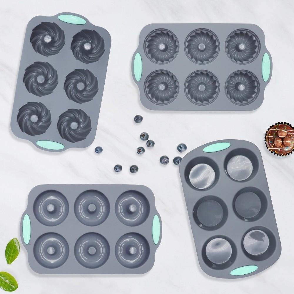 Reusable Baking Tray 6 Hole Muffin Cake Mould New Silicone Donut Mold  Ice Cube Making