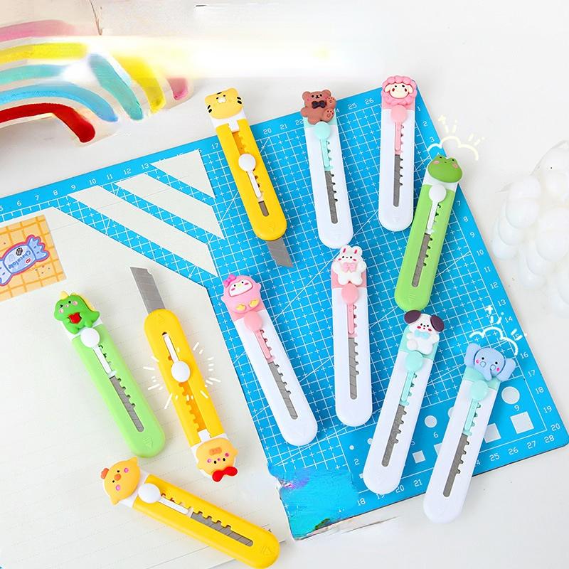 Kawaii Utility Knife Mini Cute Cartoon Letter Open Small Kawaii Box Cutter Portable Stationery Knife Office Accessories