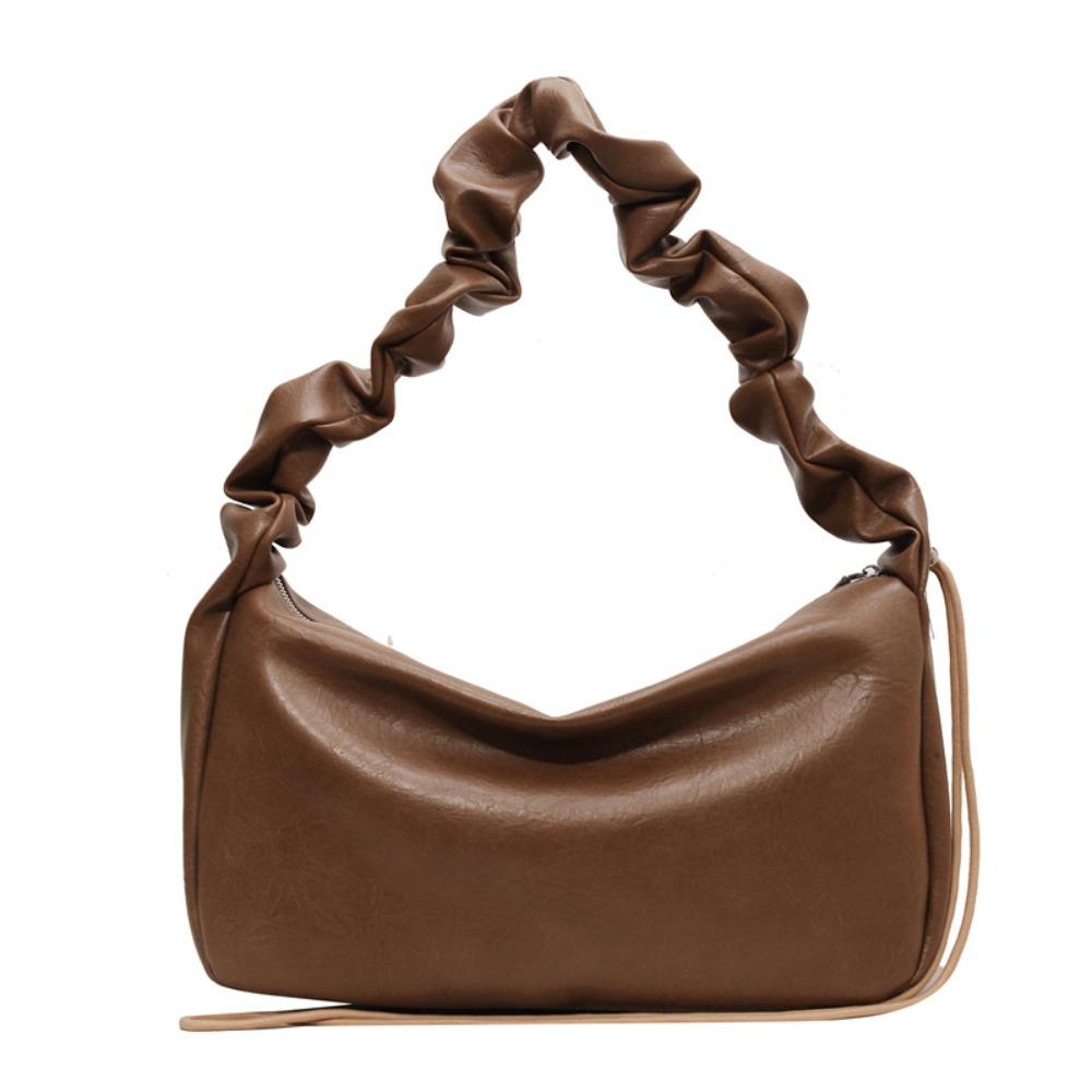 Solid Color Ruched Underarm Bag Large Capacity Handbag All Match Pleated Bag Ladies