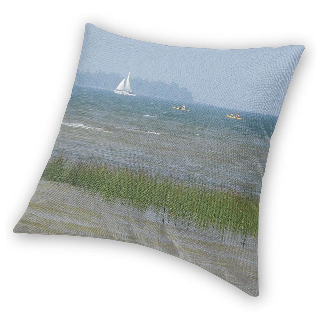 Kayaks On Lake Huron Square Pillowcase Polyester Linen Velvet Creative Zip Decorative Throw Pillow Case Car Cushion Cover
