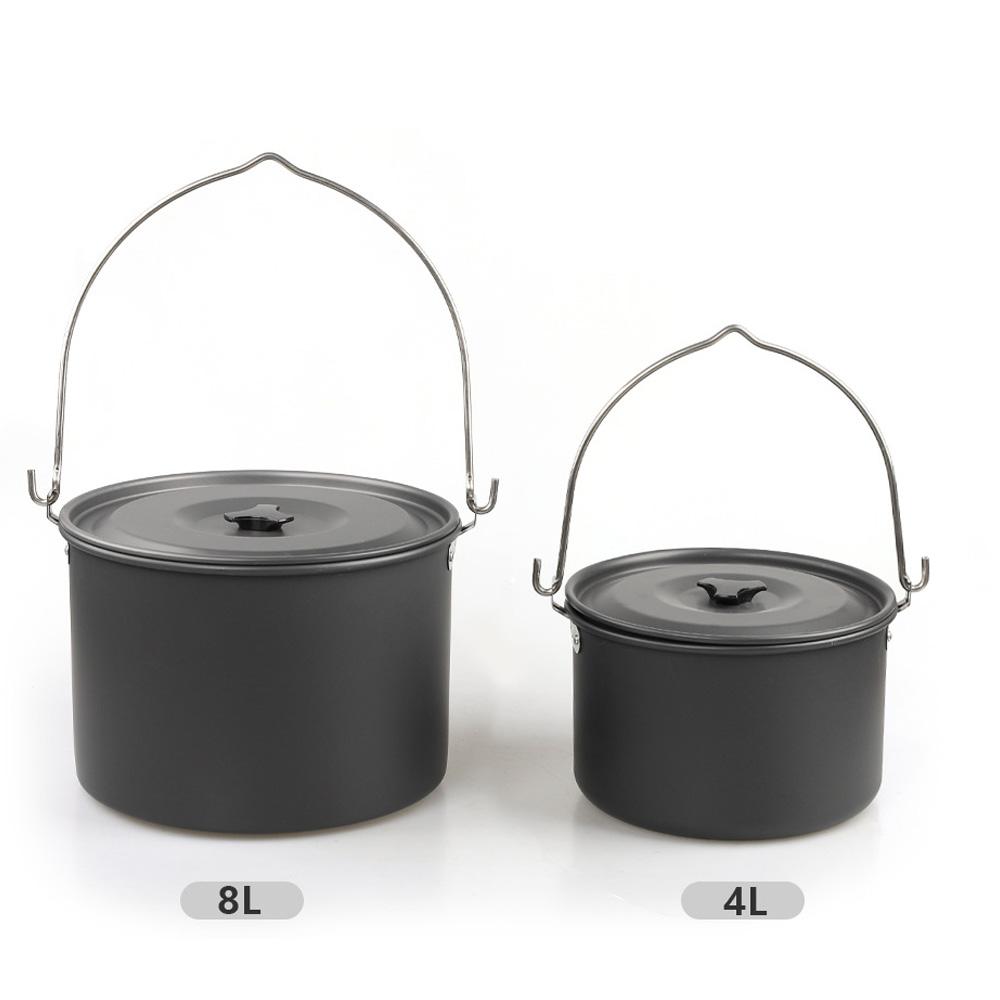 Portable Camping Hanging Pot 8L Cooking Pot Outdoor Cookware for Camping Hiking Fishing