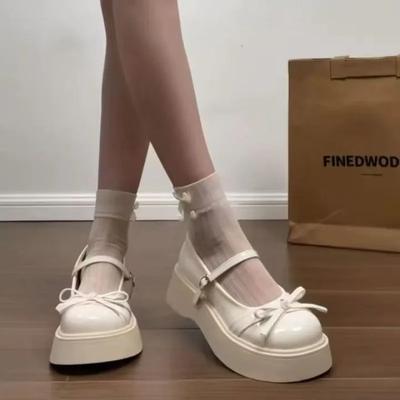 Модная женская обувь 2025 Бренд Мэри Джейн Женские туфли на высоком каблуке Модные туфли-лодочки с бантом-бабочкой Женские Новые Туфли на платформе с круглым носком