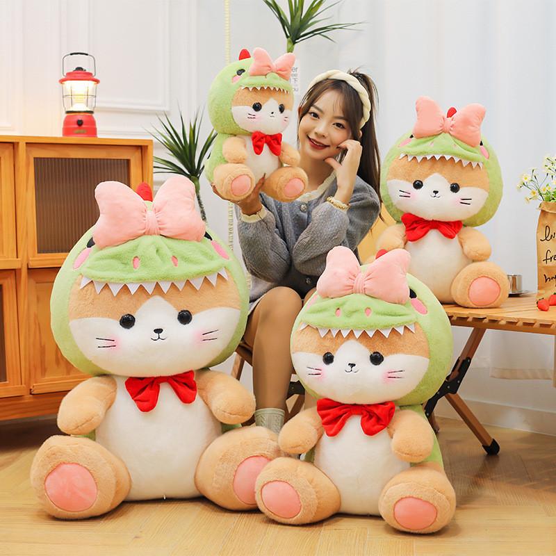Bowknot Cat Dinosaur Plush Toy Stuffed Animal Doll Cartoon Decoration Kids Gift