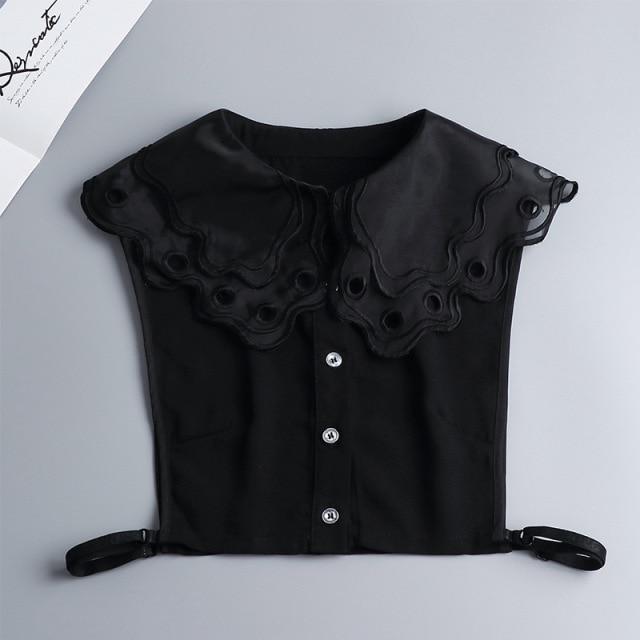 Hollow Lace Chiffon Doll Cotton Fake Collar Blouse Sweater Detachable Shirt Collar False Collar Lapel Women Top Collars Decor