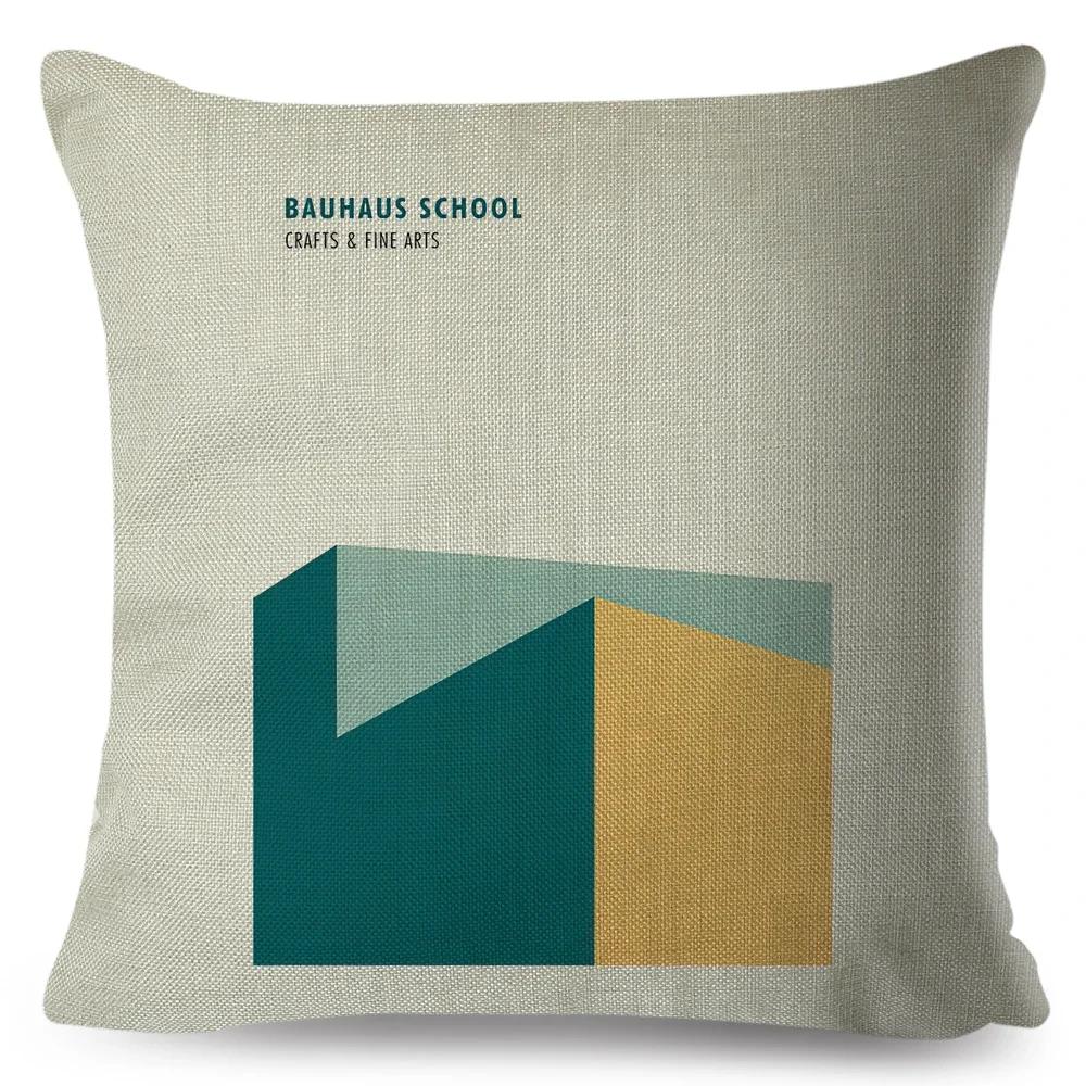 Nordic Polyester Throw Pillow Case for Sofa Minimalist Color Block Double Print Cushion Cover Decor Bauhaus Modern Pillowcase