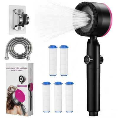 Swivel Shower Head with Bubble and Chlorine 4 Water Flow Bathroom Silicone Massage Water Skin Hair Pore Powerful Skin 5 PP Cotton Durable Shower Hose