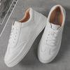 Женские белые кроссовки из натуральной кожи - Дышащие плоские кроссовки на шнуровке для всех сезонов