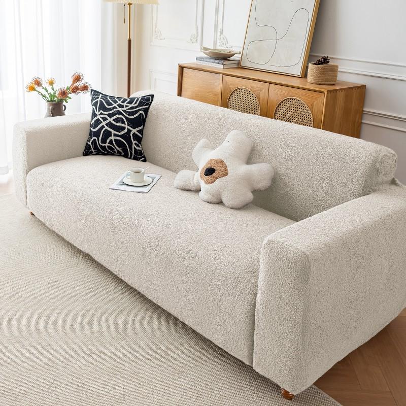 Teddy Fleece Sofa Cover Universal Thick Couch Anti Cat Scratch Full Wrap Cloth Living Room Bedroom