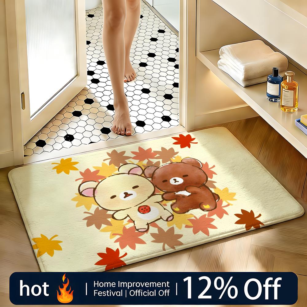 Soft Absorbent Non-Slip Rug Character Rilakkuma Floor Mat Home Decor Doormat Bedroom Floor Mat Shower Carpet