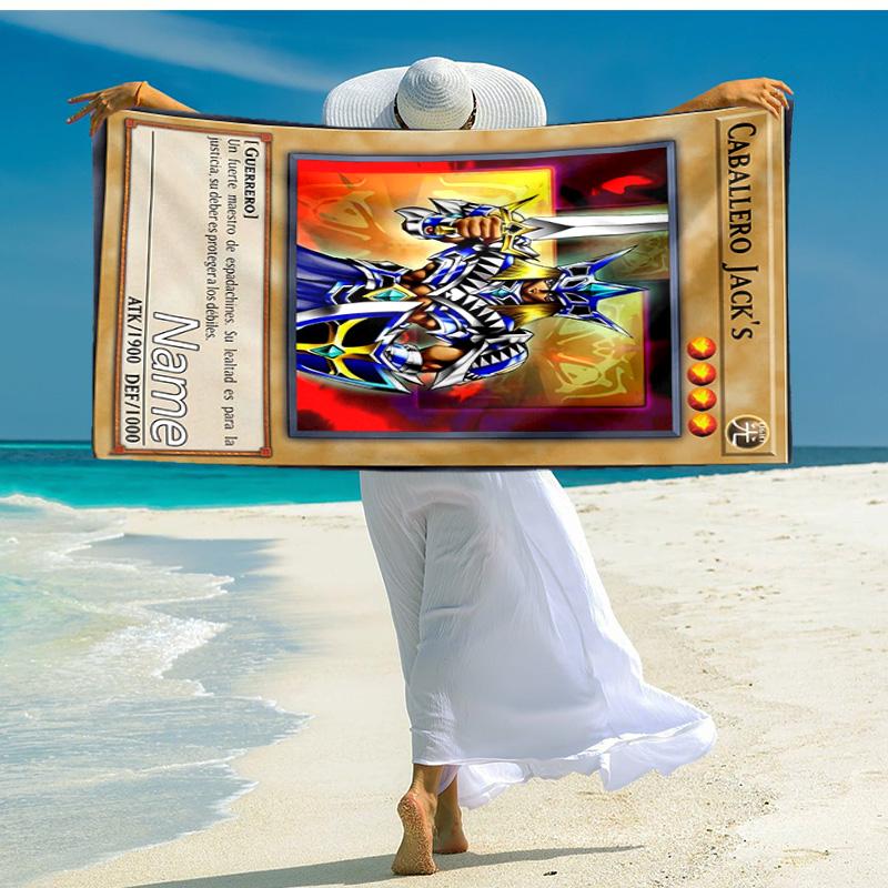 Personalized customized proof beach towel with Yu-Gi-Oh! Duel Monsters pattern - soft, absorbent,quick-drying,perfect swimming,camping&bathing