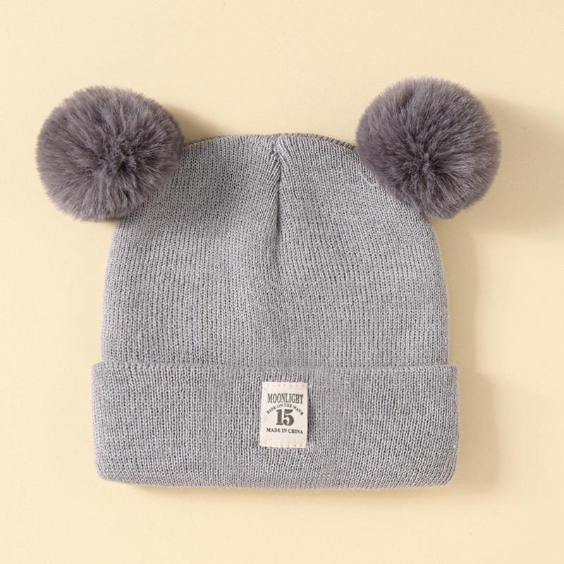 Милая зимняя шапка, однотонная шерстяная вязаная шапка Bebe, шапка для новорожденных с помпоном для детей, теплая шапка для мальчиков и девочек