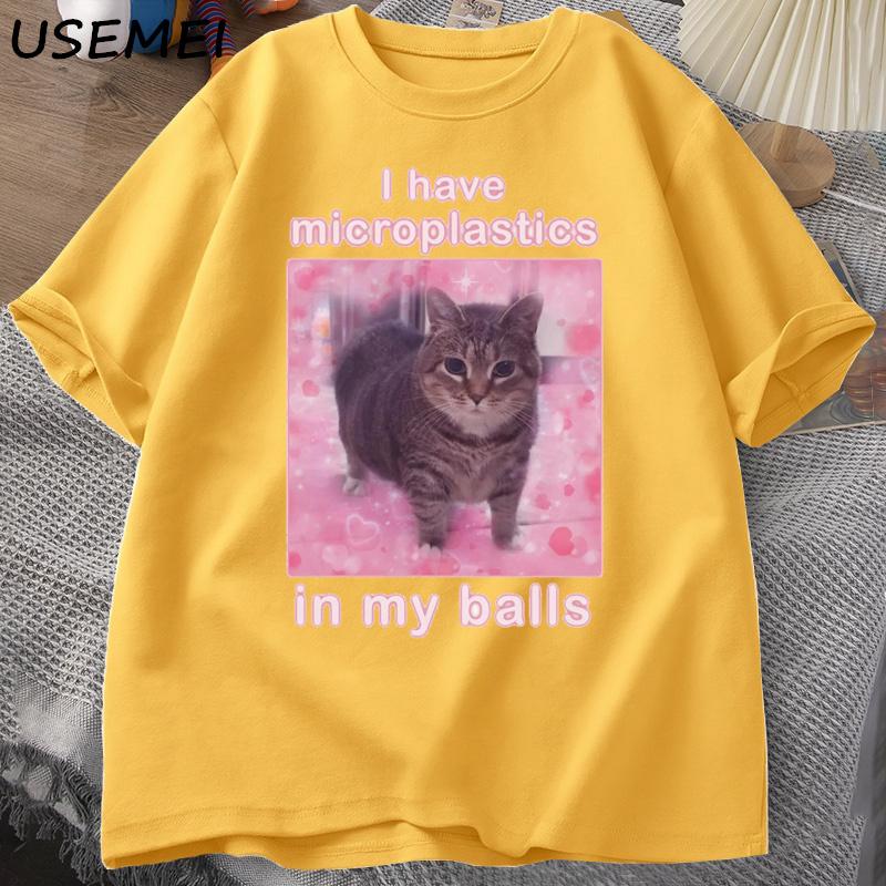 I Have Microplastics in My Balls Funny Cat Meme Tshirt Unisex Women Stupid Silly Tshirt Goofy Ahh Cat Tee Shirt Harajuku Unisexs Tees