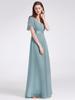 Ever-Pretty Women's Double V-Neck Empire Waist  Floor Length Chiffon Evening Dresses with Short Flutter Sleeves