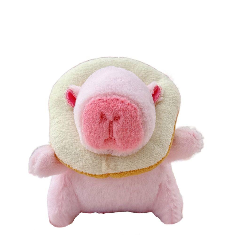 Pink Plush Capybara Doll Toy Stuffed Animals Keychain Pendant Car Ornament Bag Decoration Cartoon Capybara Doll Birthday Gift