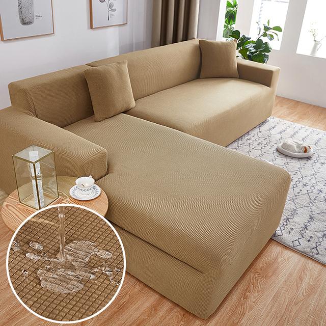 Водонепроницаемые эластичные чехлы для диванов, однотонные чехлы для диванов, L-образный угловой чехол для дивана, защитные чехлы для диванов, 1/2/3/4 сиденья