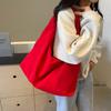Casual Solid Color Canvas Tote Bag For Women With Large Capacity And Fashionable Stitching For Daily Use