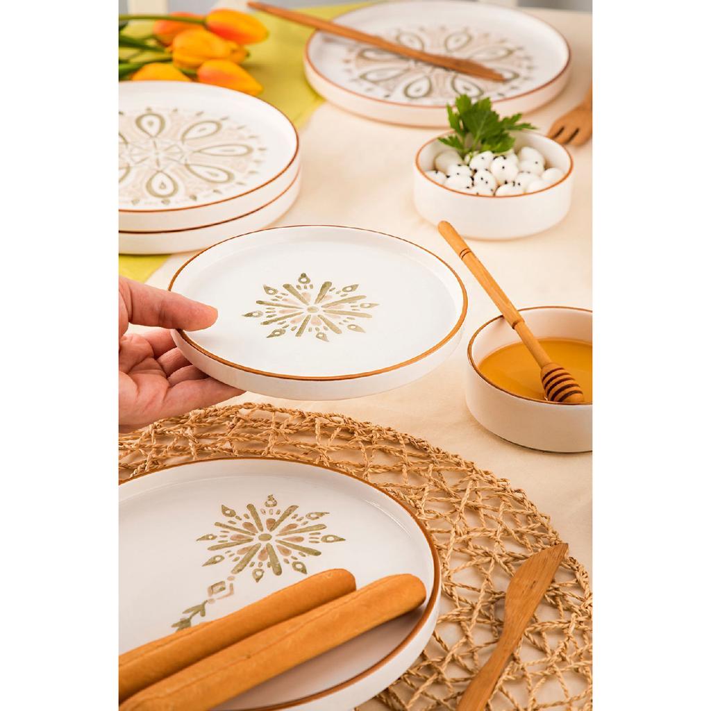 Lux Ceramic Azalea 14 Piece Round Breakfast Set For 6 Persons