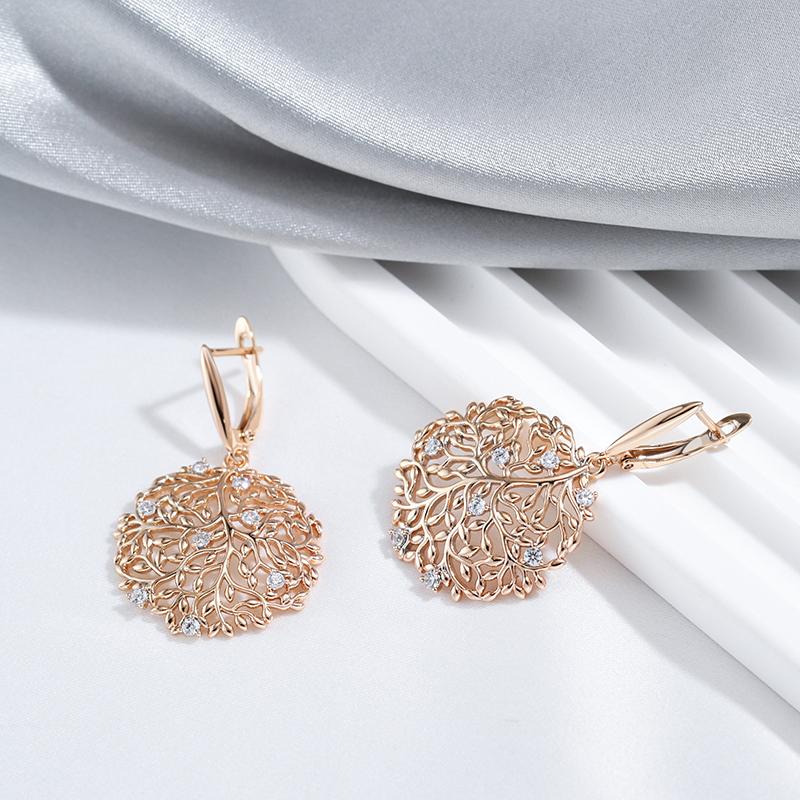 Круглые серьги-подвески с полым листом и текстурой циркона, роскошные преувеличенные ювелирные изделия
