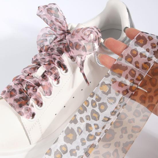 4 пары шнурков для кроссовок, балеток, кружева с леопардовым принтом 4 x 120 см, легкое крепление, надежные узлы, шнурки, аксессуары для обуви