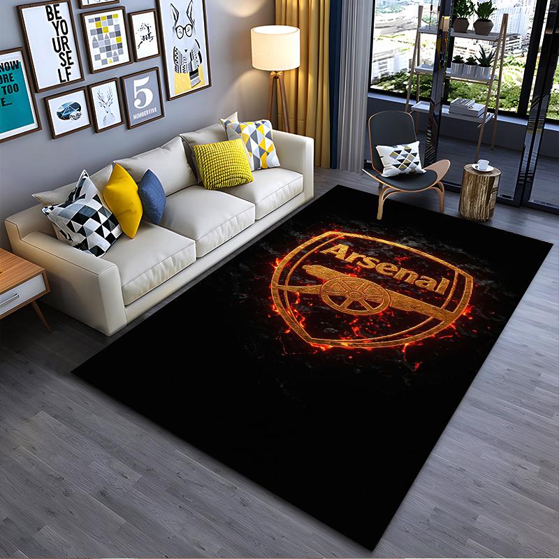 Arsenal Football Club Logo Carpet with Fiery Design for Living Room Suitable for use as an anti-slip for living room bedroom sofas