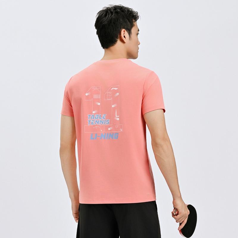 Li Ning Серия Элит по Настольному Теннису Модная Круглая Шея Быстросохнущая Дышащая Легкая Футболка с Коротким Рукавом Унисекс Топы AHSW063-3