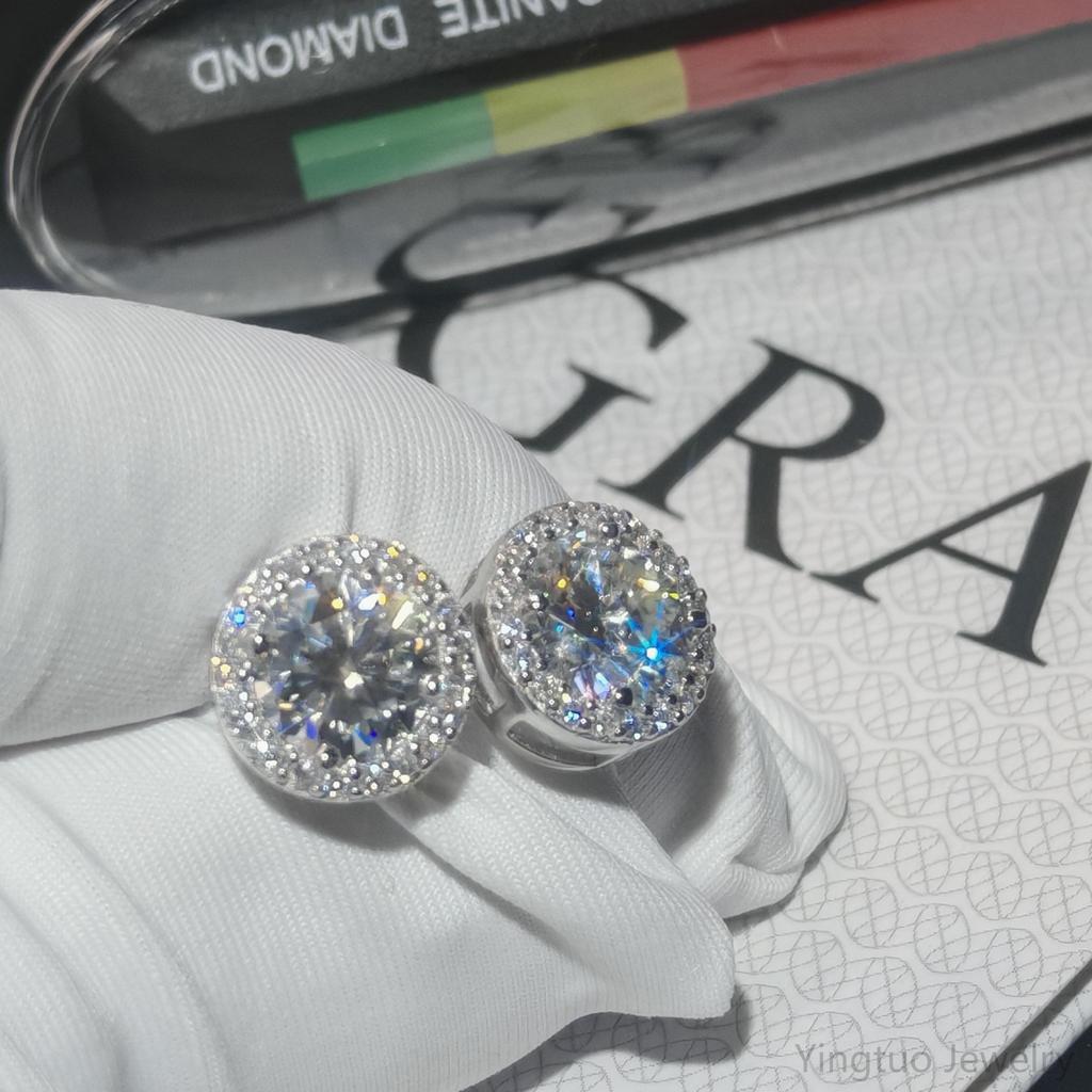 Miami Hip Hop Earrings 5.0mm 6.5mm 8.0mm 925 Silver Pass Test With GRA Certificate D VVS1 Moissanite Earrings