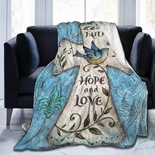 Egypt Blanket Cross Flannel Throw Blanket Soft Cover Lightweight Warm Blankets for Bed Sofa Couch King Queen Size for Teens Man