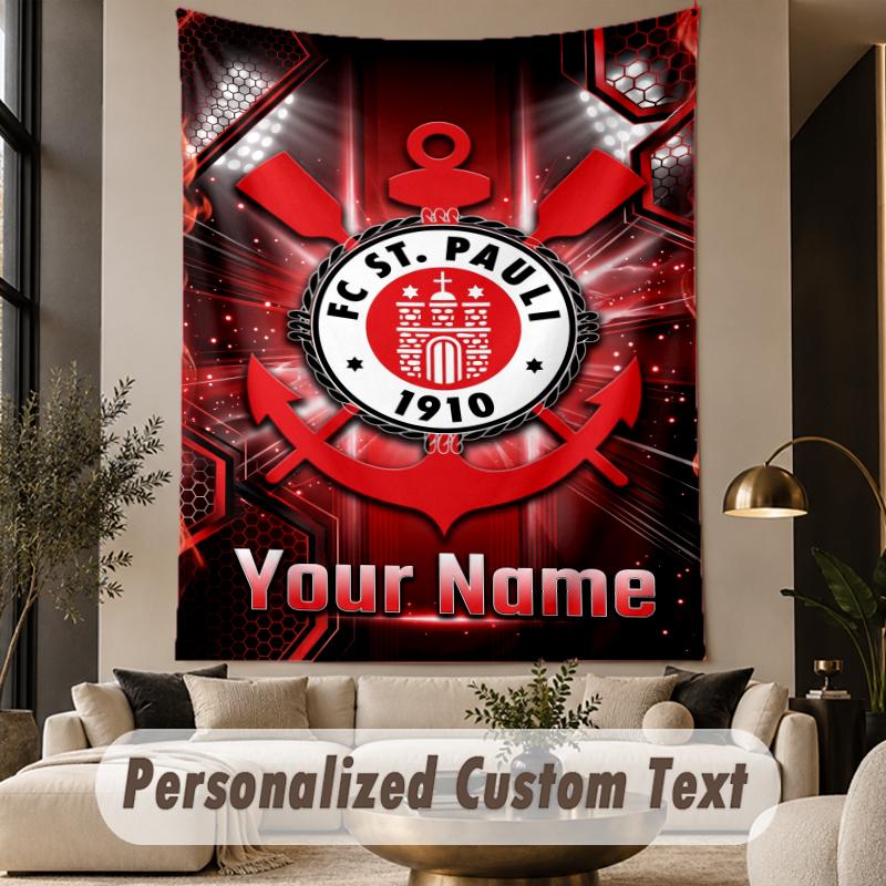 Custom Text Tapestry FC St. Pauli Print Wall Tapestry Indoor Living Room Wall Decor