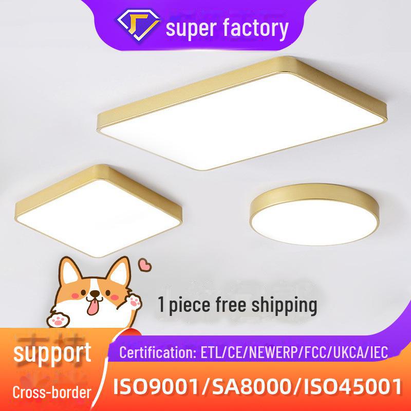 Роскошный золотой светодиодный потолочный светильник - защита глаз для гостиной, прихожей, спальни