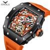 ONOLA Automatic Movement New 3854 Tourbillon Waterproof Silicone Strap Tonneau Mechanical Watches for Men Relogio Masculino