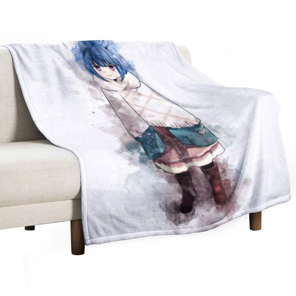 Laid Back Camp - Rin *Watercolor* Throw Blanket Luxury Thermals For Travel Plush Large Blankets