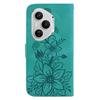 For Honor 400 Pro 5G (Global) Stand Case Lily Flower Imprint Leather Phone Cover with Wrist Strap
