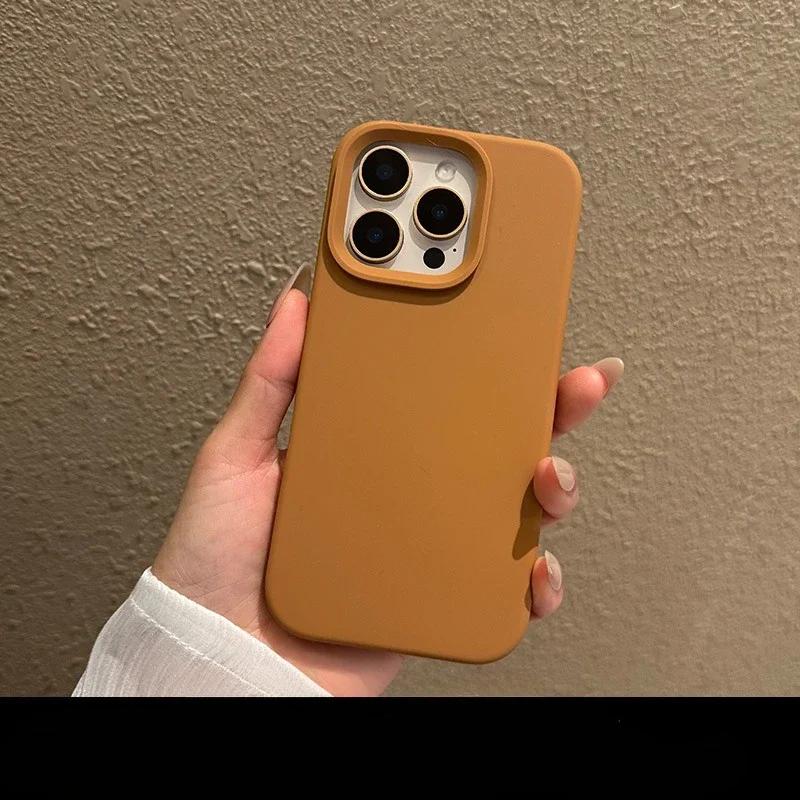 Конфетный однотонный матовый мягкий чехол для iPhone 14 15 16 Pro Max Plus 16e 11 12 13 Кнопка управления камерой Жидкий силикон Тонкая накладка