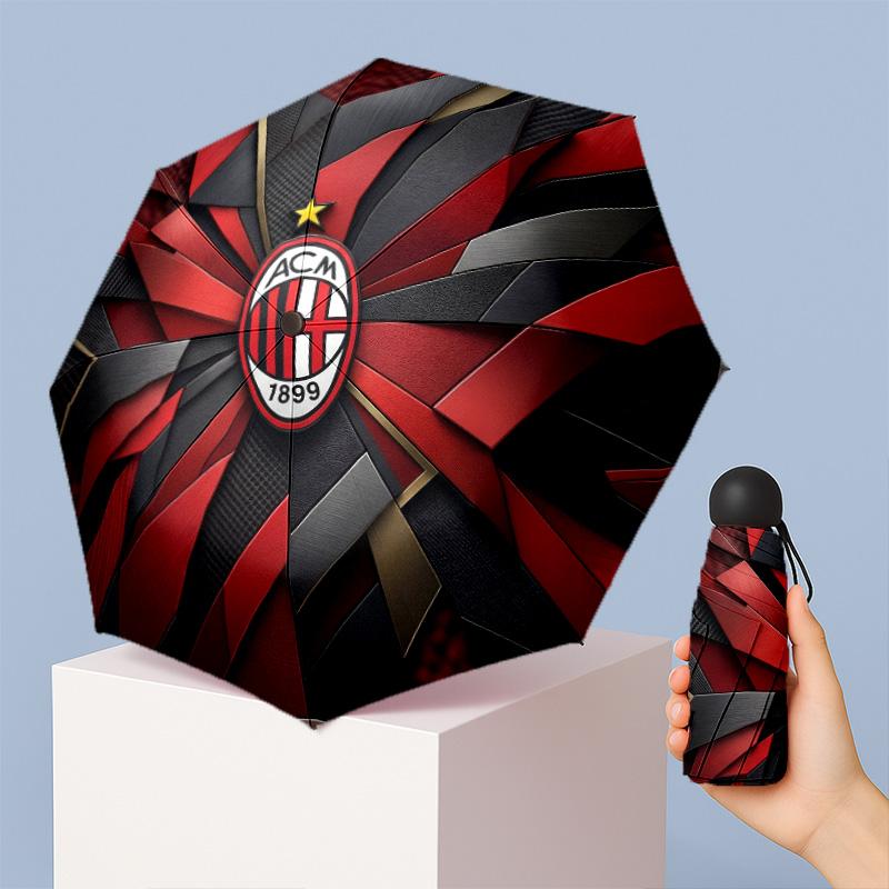 AC Milan Рисунок Печатный Мини 5 Сложений 8 Спиц Компактный Зонт Ветрозащитный Водонепроницаемый Легкий Портативный Складной