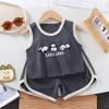 Children's Cotton Sleeveless Summer Sportswear Set - Two-Piece Casual Outfit for Toddlers and Kids