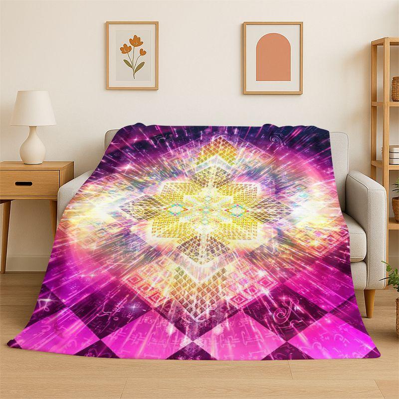Rainbow Chakra Yoga Mandala Meditation Flannel Blanket Soft Throw Blanket for Bedroom Living Room Bed Travel Camping Picnic Nap