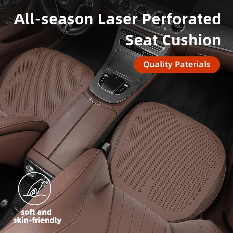 Four-Season Universal Car Seat Cushion Pu Leather Protective Pad Perforated Breathable Integrated Half-Cover Front and Rear Seat Cover Car Interior