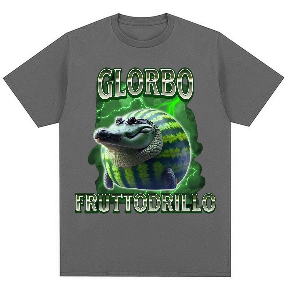 Забавная футболка с мемом Glorbo Fruttodrillo, итальянская мода с мозговым гниением, юмористические футболки, мужские, женские, свободные, хлопковые, повседневные футболки, уличная одежда