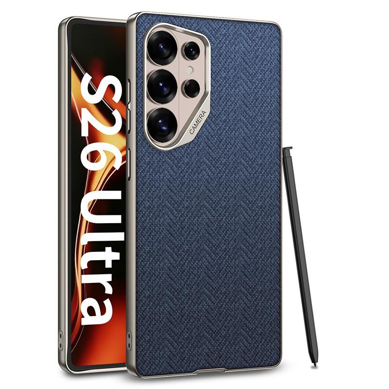 Чехол для Galaxy S26 Ultra Премиальная веганская кожа с металлическим защитным кольцом для камеры