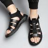 Men Korean Version Genuine Leather Roman Sandals Summer Black Casual Shoe Male Buckle Strap Platform Sandals Outdoor Beach Shoes
