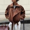 Retro Y2K Style Women's Brown Short Loose Jacket - Spring/Autumn Fashion