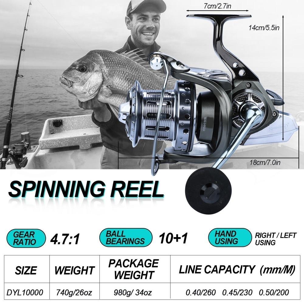 Saltwater Sea Fishing Reel 10000 Series Trolling Fishing Reel 10+1BB Spinning Fishing Reels